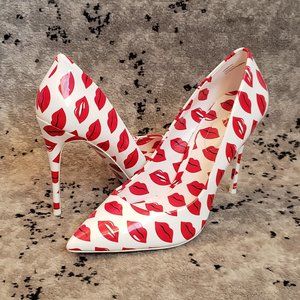 Aldo Stessy White Lip Pumps Size 10 Sexy Office